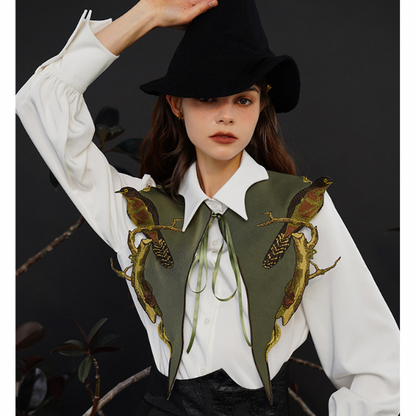 バードエンブロイダリーショール w-061