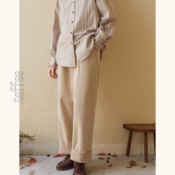 【2color】ハイウエストコーデュロイパンツ　Z00523