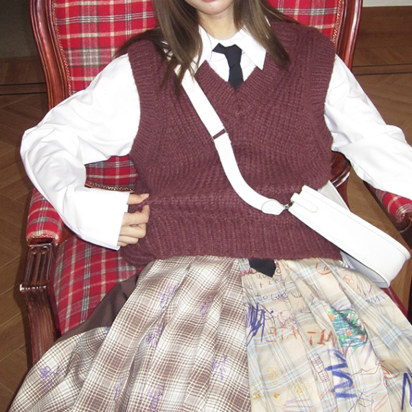 パッチワークプリーツロングスカート Z00106