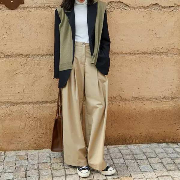 シンプルワイドパンツ w-049