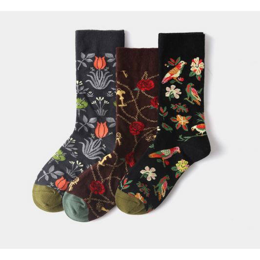 フラワージャガードソックス3Pセット X-334