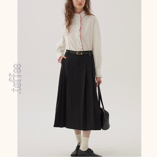 コントラストラッフルディテールブラウス《Z00845》