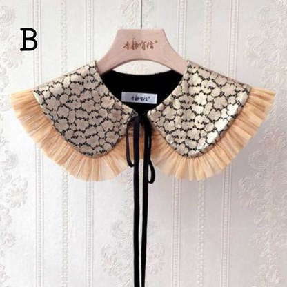 【6pattern】ジャガードフリルつけ襟 X-388