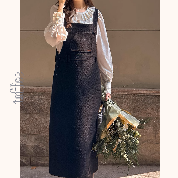 【2color】スクエアネックサスペンダーワンピース《Z00855》