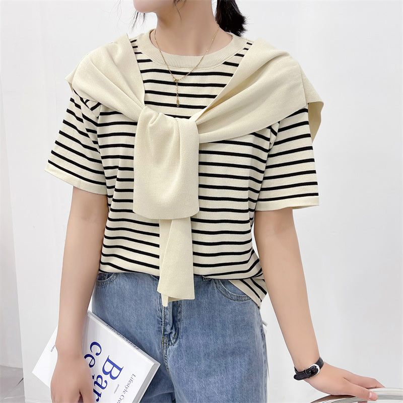 【２color】フェイクレイヤードのニットＴシャツ sp0342