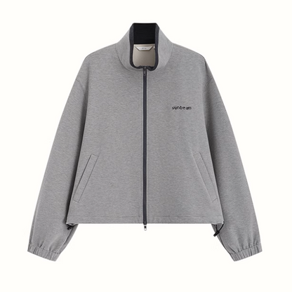 【2color】スタンドカラー ジップアップドロップショルダー スウェット《Z00891》