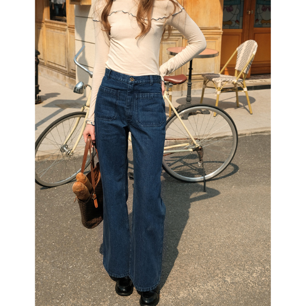 パッチポケットフレアデニム X-323