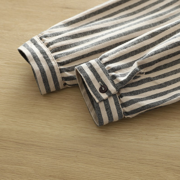 【4color】胸ポケット付きストライプ柄ボタンダウンシャツ　《Z00727》