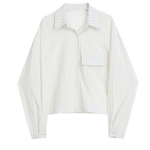 【3color】ピンストライプシャツ+キャミソールセットアップ X-223