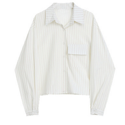 【3color】ピンストライプシャツ+キャミソールセットアップ X-223