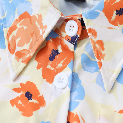 ドローストリング付きフローラルクロップド丈シャツ 《Z00914》