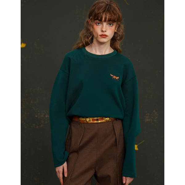 【２color】フォックス刺しゅうのバッグスリーブトップス AU-463