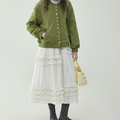 【2color】レースディテールハイウエストフレアスカート　《Z00729》