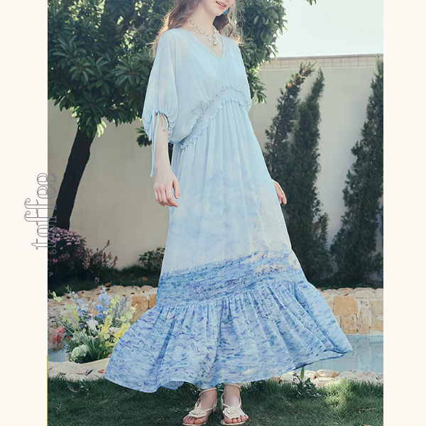 ロングティアードマキシワンピース《Z00969》