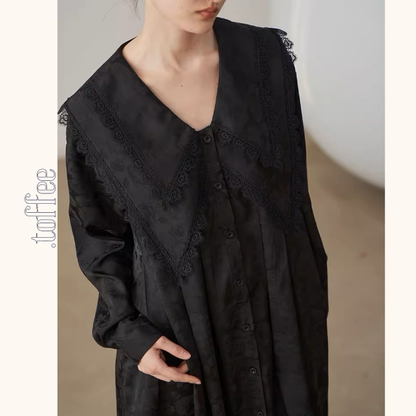 レイヤードドールカラーブラックジャガードワンピース《Z01000》