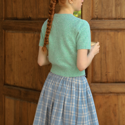 【2color】フラワー刺繍入りリブ編みセットアップカーディガン《Z00831》