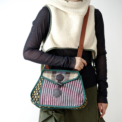 ストライプ切り替えドットショルダーバッグ   Z00488