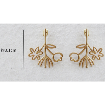 フラワーラインアートピアス X-165