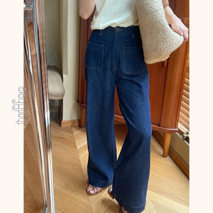 インディゴブルーワイドデニムパンツ　Z00404