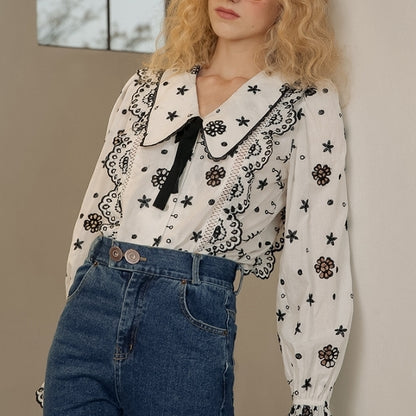 レース×キャンディースリーブのブラウス sp0191