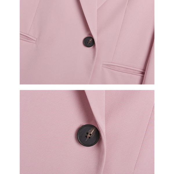 オーバーサイズジャケットとプリーツスカートのピンクセットアップ X-404