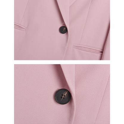 オーバーサイズジャケットとプリーツスカートのピンクセットアップ X-404