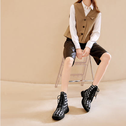 ギンガムチェックハイカットスニーカー　AU-293