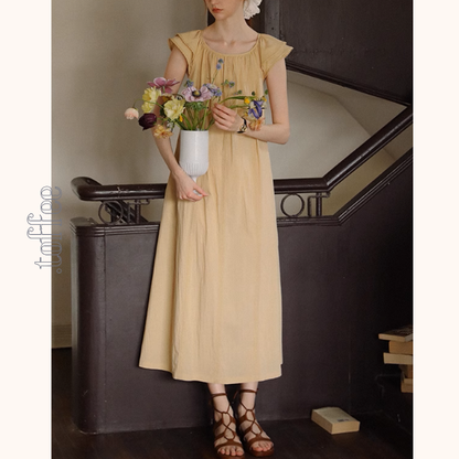 フライングスリーブミモレ丈ワンピース《Z01026》