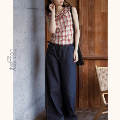 ウエーブラインワイドデニムパンツ《Z00903》