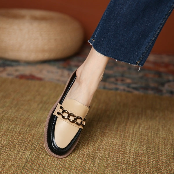 コントラストカラーアッパーチェーンローファー　AU-121