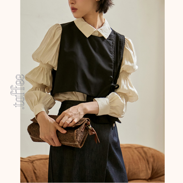 パフスリーブジャガードブラウス　《Z00808》