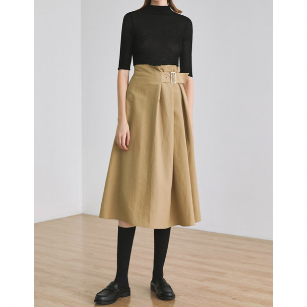 【2color】アシンメトリーベルテッドスカート X-122