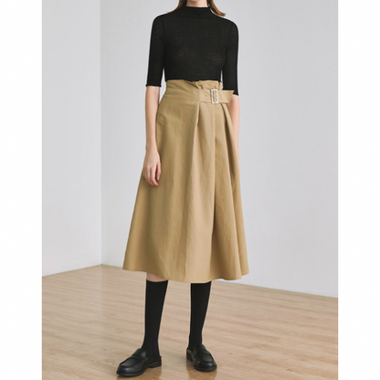 【2color】アシンメトリーベルテッドスカート X-122