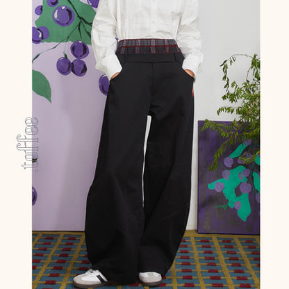 チェリー刺繍重ね着風テーパードパンツ　《Z00699》