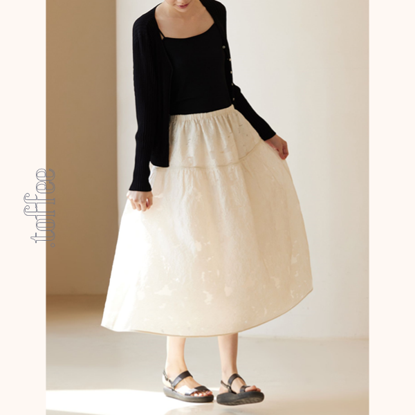 花柄レースミモレ丈スカート　Z00424