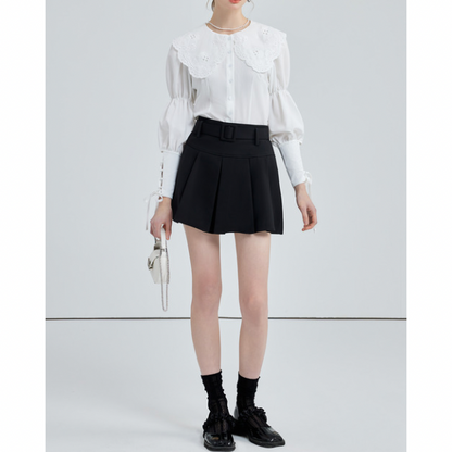 ドールカラーレースアップブラウス w-152