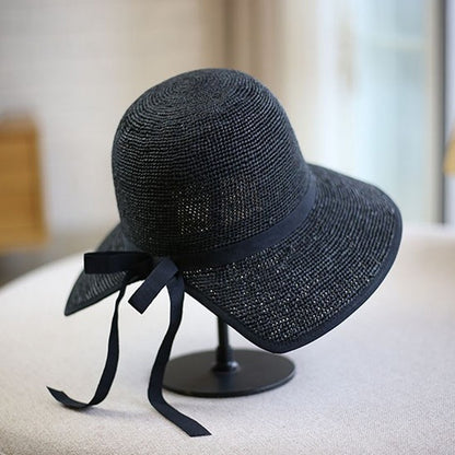 【３color】レトロなヘップバーン麦わら帽