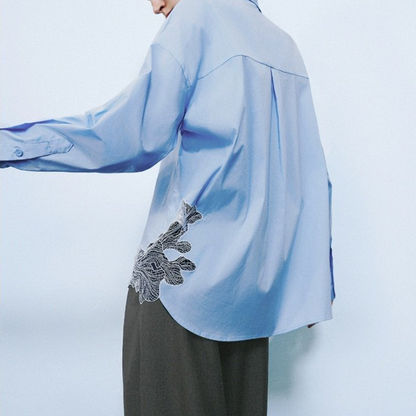 ボタニカルメッシュブルーシャツ　Z00541