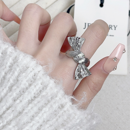 シルバーリボンブレスレット＆リングの2点セット　Z00406