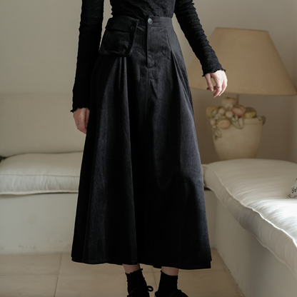 【2color】リムーバブルポケット付きコーデュロイAラインスカート  《Z00781》