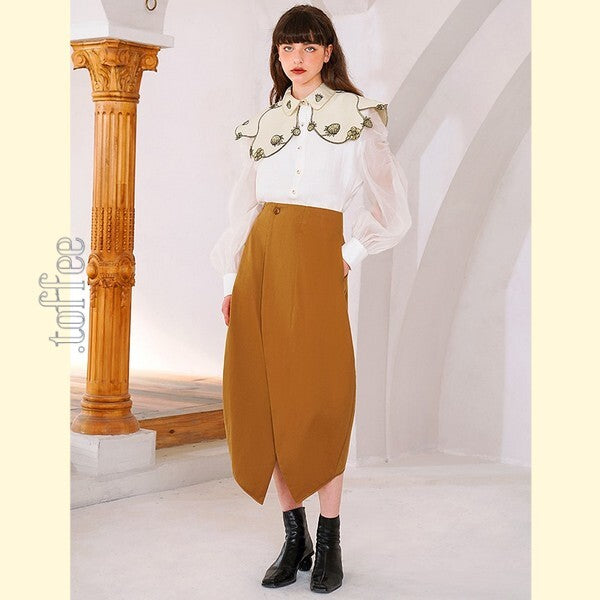 【2color】蕾の様なスリットスカート　C0166