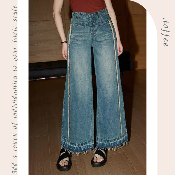 ハイウエストダメージデニムパンツ Z00231