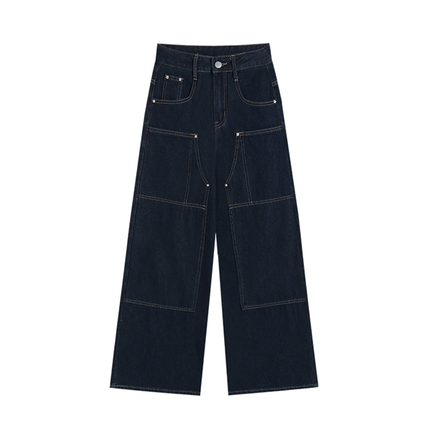 ダークブルーワイドデニムパンツ　Z00576