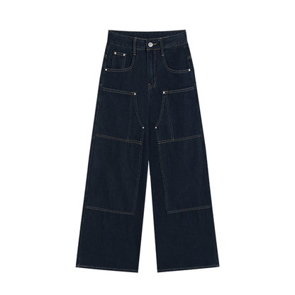 ダークブルーワイドデニムパンツ　Z00576