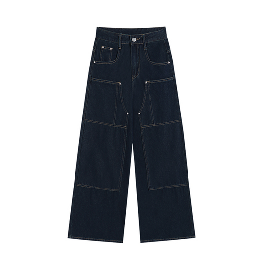 ダークブルーワイドデニムパンツ　Z00576