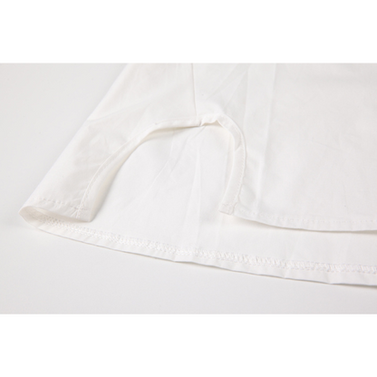 フラワーモチーフ付きフロントカッティングシャツ X-312