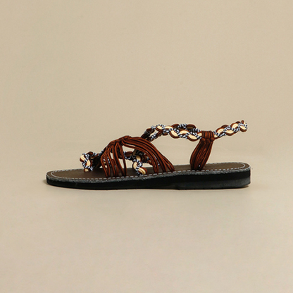 カラフル手織りフラットサンダル Z00211