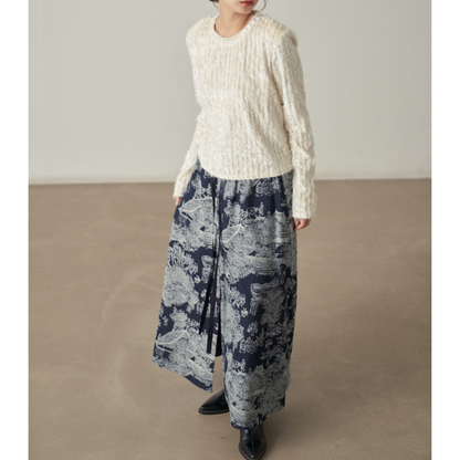 【2color】 レースフリンジ スリムフィットトップス X-433