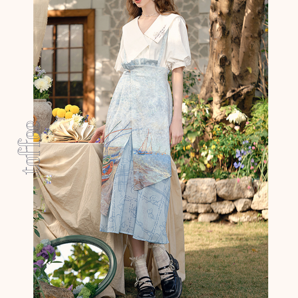 ヴィンテージプリントイレギュラーラップスカート《Z00842》