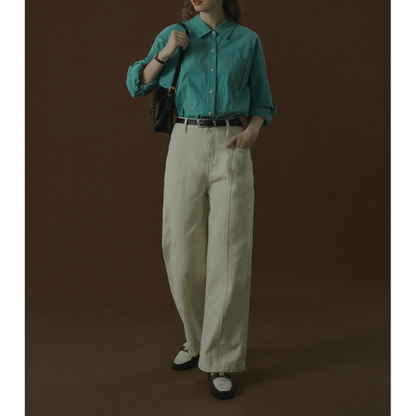 ハイウエストストレートデニムパンツ Z00043